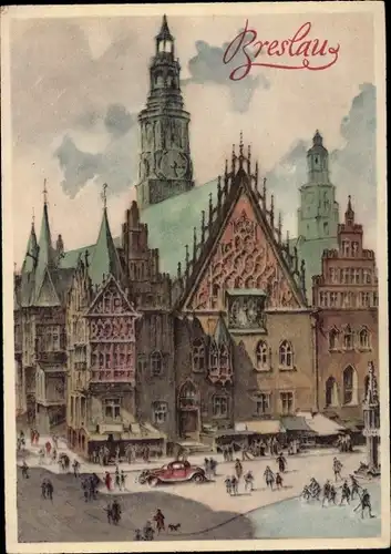 Künstler Ak Breslau in Schlesien, Rathaus