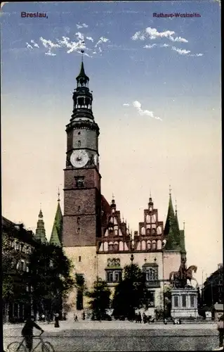 Ak Breslau in Schlesien, Rathaus, Westseite