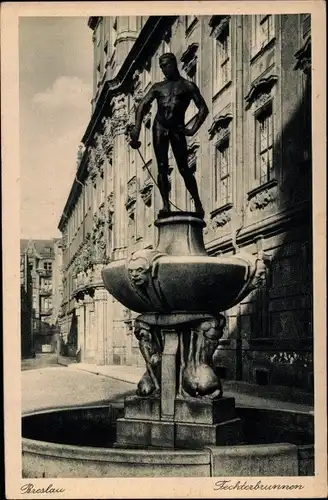 Ak Breslau in Schlesien, Fechterbrunnen