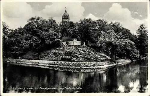 Ak Breslau (Wrocław) in Schlesien, Partie am Stadtgraben und Liebichshöhe