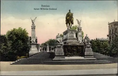 Ak Breslau (Wrocław) in Schlesien, Kaiser Wilhelm Denkmal