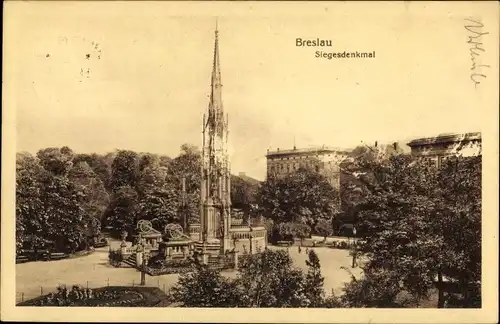 Ak Breslau (Wrocław) in Schlesien, Siegesdenkmal
