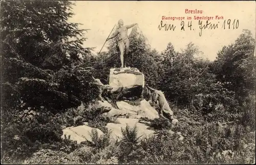 Ak Breslau (Wrocław) in Schlesien, Dianagruppe im Scheitniger Park