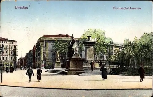 Ak Breslau (Wrocław) in Schlesien, Bismarck Brunnen