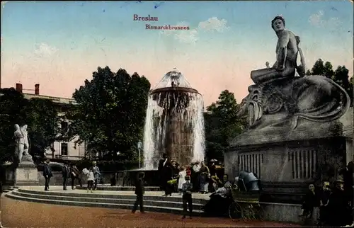 Ak Breslau (Wrocław) in Schlesien, Bismarckbrunnen