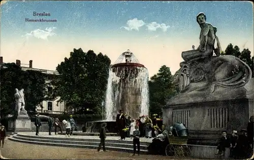 Ak Breslau (Wrocław) in Schlesien, Bismarckbrunnen