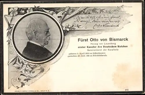 Litho Otto von Bismarck, Seitenportrait