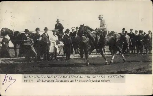 Ak Oostende Ostende Westflandern, Raid Militaire International , Mr Deremetz  Lieutnant, Hussards