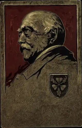 Wappen Künstler Ak Schellenberger, Otto von Bismarck, Portrait