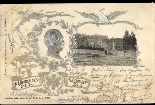 Präge Ak Friedrichsruh Aumühle Schleswig Holstein, Fürst Otto von Bismarck, Schloss Friedrichsruh