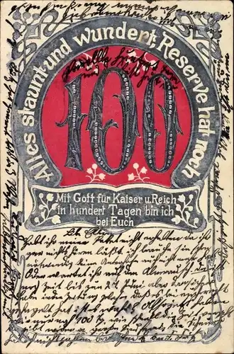 Präge Litho Alles staunt und wundert, Reserve hat noch 100, Mit Gott für Kaiser und Reich