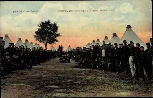 Ak Bergen op Zoom Nordbrabant Niederlande, Kampement van het 3de Reg. Infanterie