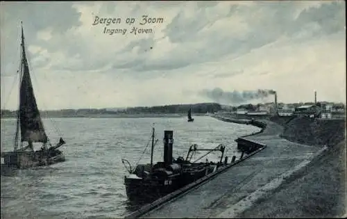 Ak Bergen op Zoom Nordbrabant Niederlande, Ingang Haven