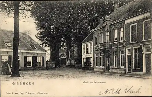 Ak Ginneken en Bavel Nordbrabant, Markt en Monument