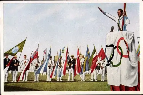 Sammelbild Olympia 1936, Olympische Spiele Paris 1924, Géo André, Olympischer Eid