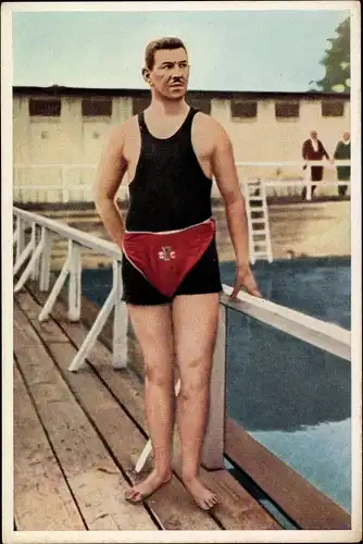 Sammelbild Olympia 1936, Olympische Spiele St. Louis 1904, Schwimmer C. Rausch