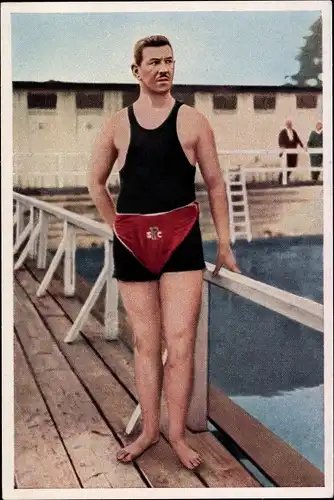 Sammelbild Olympia 1936, Olympische Spiele St. Louis 1904, Schwimmer C. Rausch