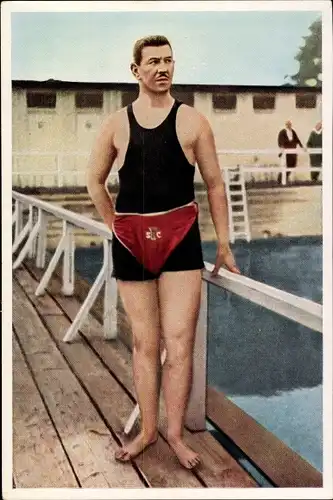 Sammelbild Olympia 1936, Olympische Spiele St. Louis 1904, Schwimmer C. Rausch