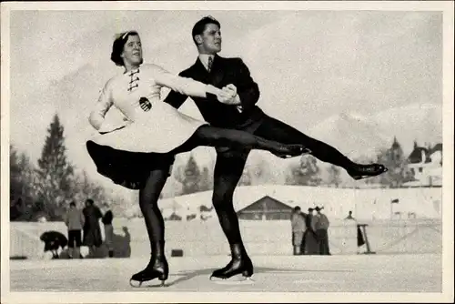 Sammelbild Olympia 1936, Ungarische Eiskunstläufer Rotter Szollas, Paarlauf