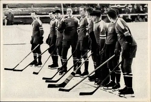 Sammelbild Olympia 1936, US Amerikanische Eishockeymannschaft