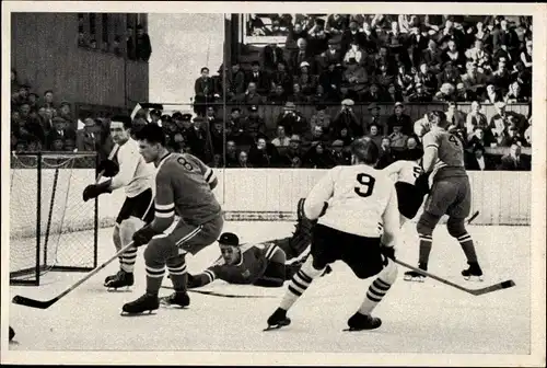 Sammelbild Olympia 1936, Eishockeyspiel Kanada gegen USA