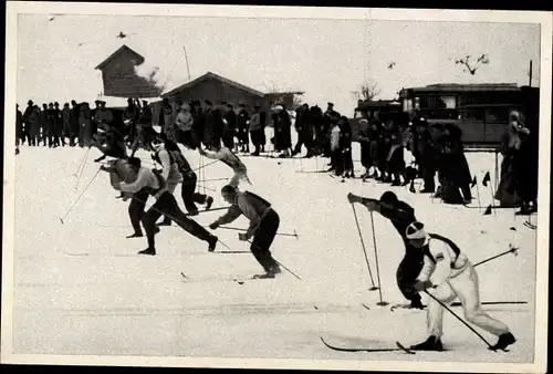Sammelbild Olympia 1936, Winterspiele, Start der Skistaffel