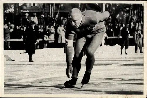 Sammelbild Olympia 1936, Norwegischer Eisschnellläufer Ivar Ballangrud, Portrait