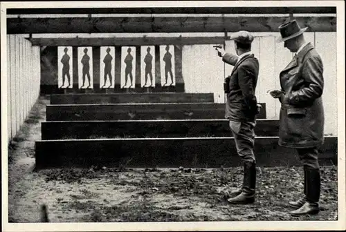 Sammelbild Olympia 1936, Pistolenschützen beim Training