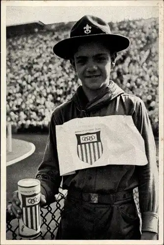 Sammelbild Olympia 1936, US Amerikanischer Pfadfinder, Boyscout