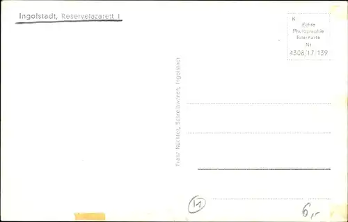 Ak Ingolstadt an der Donau Oberbayern, Reserve Lazarett I