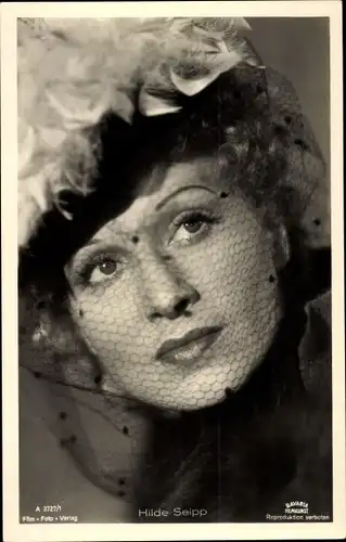 Ak Schauspielerin Hilde Seipp, Portrait, Hut mit Schleier