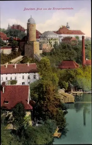Ak Bautzen in der Oberlausitz, Blick von der Kronprinzenbrücke