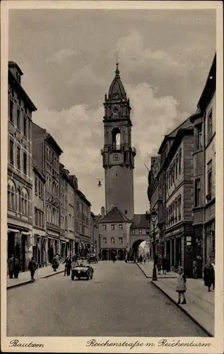 Ak Bautzen, Reichenstraße mit Reichenturm