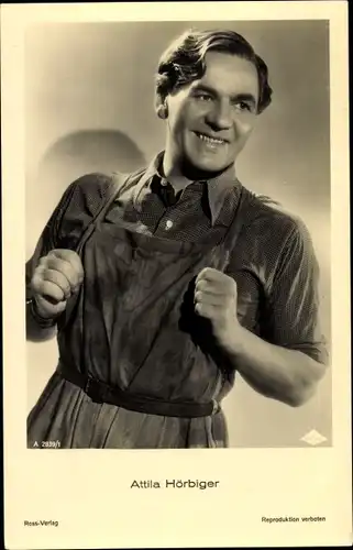 Ak Schauspieler Attila Hörbiger, Portrait, Ross Verlag Nr. A 2839/1