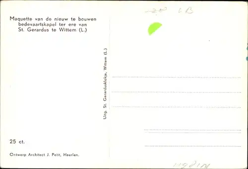 Ak Wittem Limburg Niederlande, Maquette van de nieuw te bouwen bedevaartskapel St. Gerardus