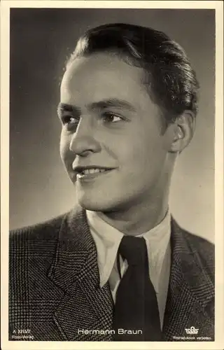 Ak Schauspieler Hermann Braun, Portrait, Ross Verlag A 3315 2