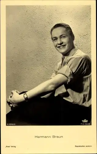Ak Schauspieler Hermann Braun, Portrait, Ross Verlag 2209/2