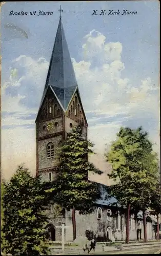 Ak Haren Groningen Niederlande, N. H. Kerk