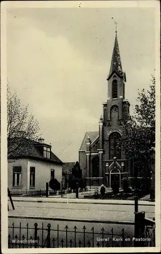 Ak Winschoten Groningen Niederlande, Geref. Kerk en Pastorie