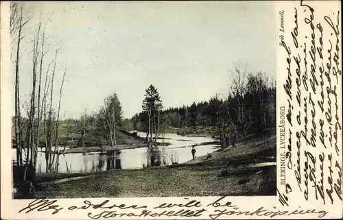 Ak Lyckeåborg Blekinge Schweden, Fluss, Wald