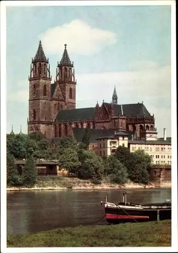 Ak Magdeburg an der Elbe, Dom mit Elbe