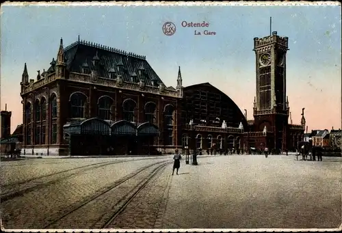 Ak Oostende Ostende Westflandern, La Gare