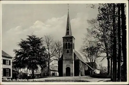 Ak Hemmen Overbetuwe Gelderland, Kerk en Pastorie