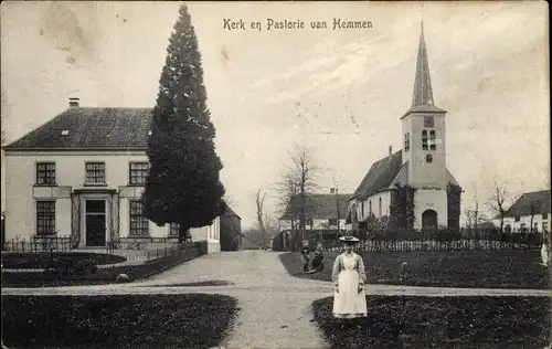 Ak Hemmen Overbetuwe Gelderland, Kerk en Pastorie