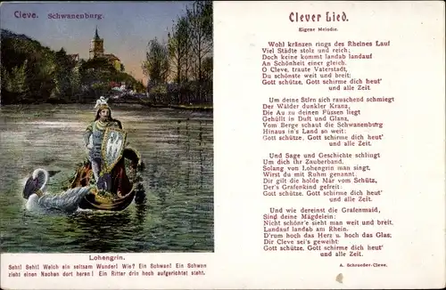 Ak Bad Cleve Kleve am Niederrhein, Schwanenburg, Lohengrin, Clever Lied