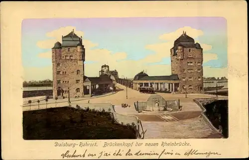 Ak Ruhrort Duisburg im Ruhrgebiet, Brückenkopf der neuen Rheinbrücke