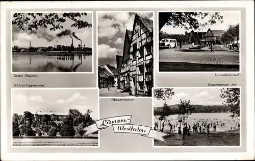 Ak Lünen Westfalen, Zeche Viktoria, Hauptbahnhof, Schloss Cappenberg