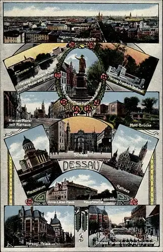 Ak Dessau in Sachsen Anhalt, Herzogl. Schloss, Herzog Friedrich Denkmal, Kleiner Markt, Rathaus