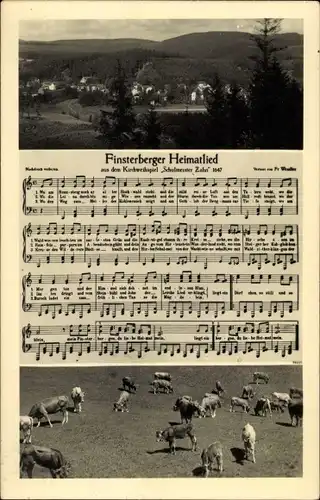 Lied Ak Finsterbergen Friedrichroda, Finsterberger Heimatlied, Wendler, Wo am Rennsteig, Kühe