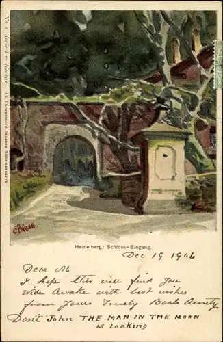 Künstler Ak Biese, C., Heidelberg am Neckar, Schloss-Eingang
